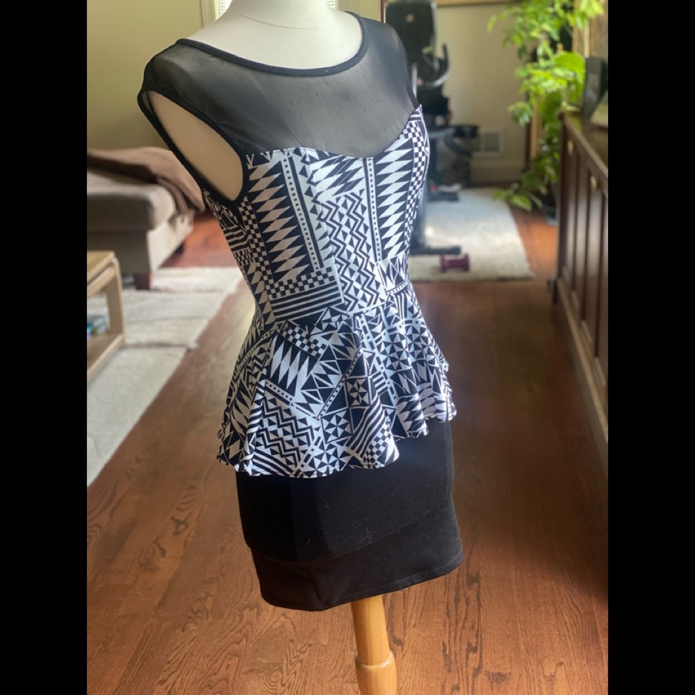 Black and White dress with black bottom half